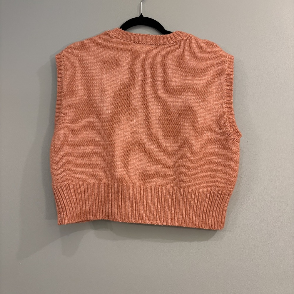 Sincerely Jules Women Orange Cable Knit Sweater Vest Crew Neck Size Large - Picture 5 of 5